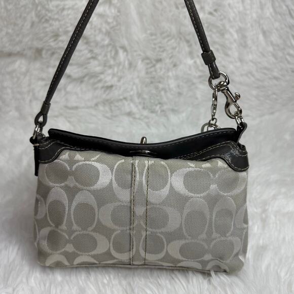 y2k COACH Gray Signature Canvas Mini Purse / Wristlet - Picture 2 of 13